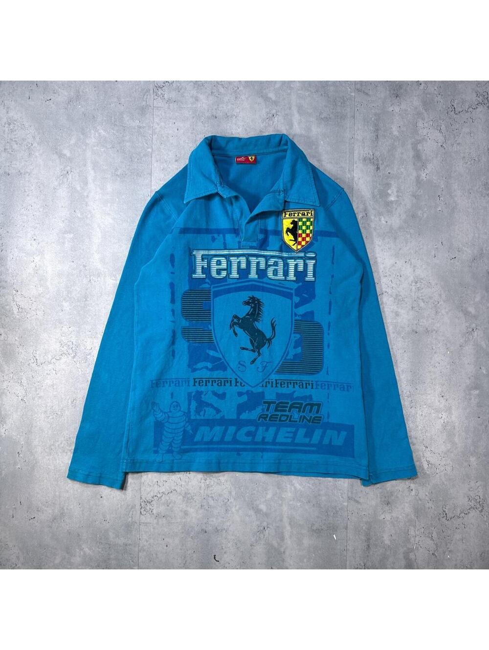 Y2KFerrari Puma Racing blue long sleeve polo shirt